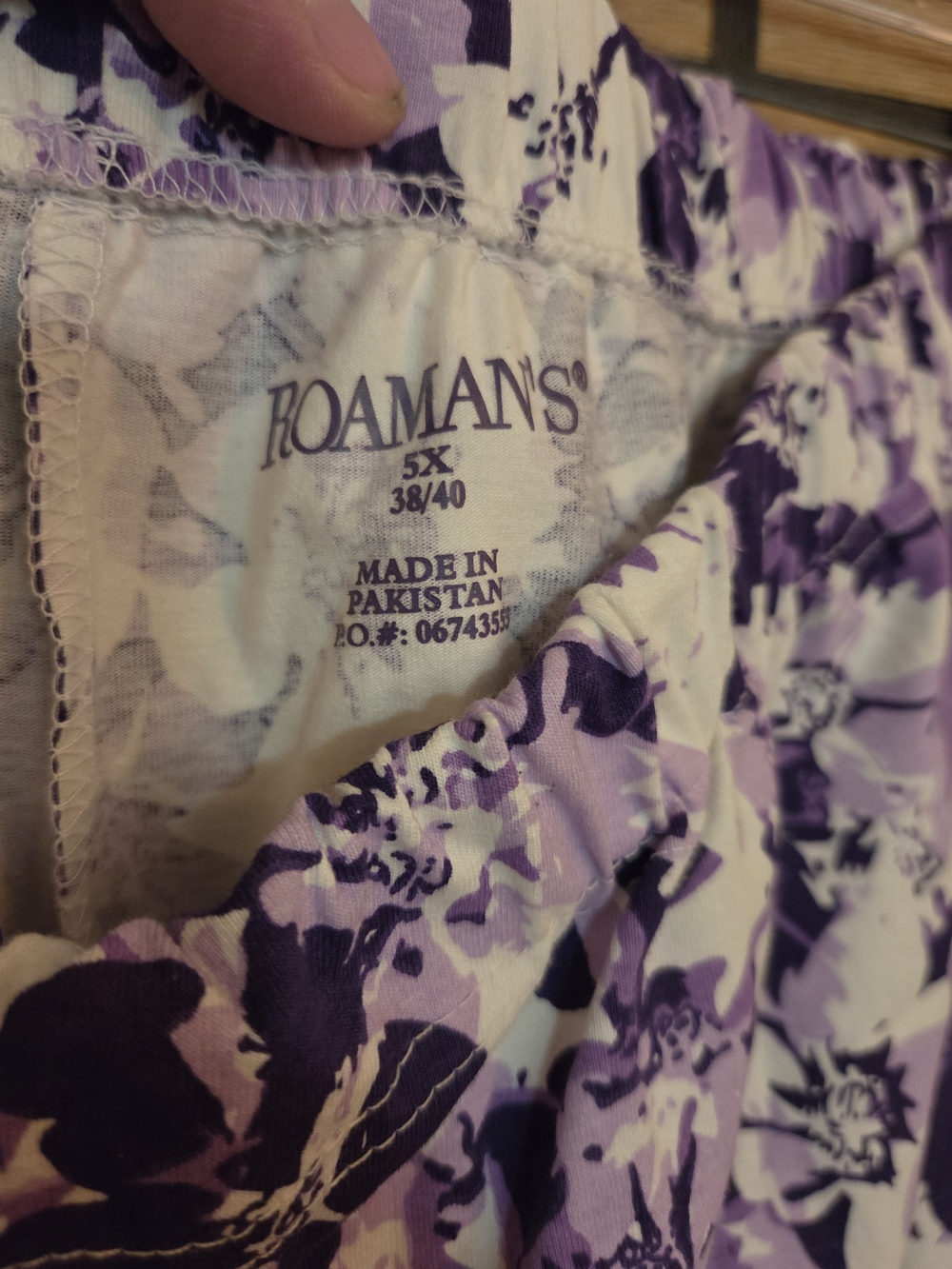 Roaman's Plus Size 5X (38/40) Purple Floral Knit Lounge Pants Pajama Bottoms